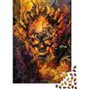 VHJRNXPMZBTL Teschio Fiammeggiante Arte Puzzle 1000 Pezzi Carta per Adulti Stile Fuoco Rilassante Famiglia Decorazione Regalo 38x26cm/1000pcs