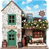 ETKVR Kit Book Nook, Puzzle 3D in Legno Fai-da-te Fermalibri Booknook | Miniatura Casa delle Bambole per Decorazione Libreria, Libreria Irish Cliff Diorama Modellismo con LED Luci, 496 pezzi