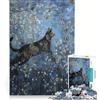 JIANGENNF Puzzle da 1000 pezzi per adulti con dipinto di un gatto in un giardino di farfalle, gioco rompicapo, stimolante da completare, per rafforzare l'amore tra le coppie 38x26cm