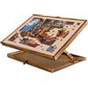 Lavievert Tavola puzzle in legno reversibile e regolabile in altezza 2 in 1, plateau/cavalletto per adulti, grande tavolo puzzle portatile inclinabile con superficie antiscivolo per 1000 pezzi e 1500