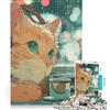JIANGENNF Puzzle da 1000 pezzi per adolescenti con gatto, cuffie, città piovosa, giochi rilassanti, divertenti e umoristici, gioco di sfida unico 38x52cm