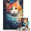 JIANGENNF Puzzle da 1000 pezzi per adulti, gatto impressionista astratto, gioco rompicapo, taglio di precisione, collezione d'artista, belle arti 50x75cm
