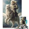 JIANGENNF Puzzle da 1000 pezzi per adulti con gatto, cavallo e cavaliere, gioco impossibile, interazione genitore-figlio, ideale per compleanni e Natale 38x26cm