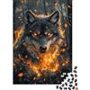 VHJRNXPMZBTL Lupo grigio della foresta Puzzle 1000 Pezzi Carta Puzzle per Adulti Stile arte fiamme Relax Focus Famiglia Decor Regalo 38x26cm/1000pcs