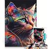 JIANGENNF Puzzle per ragazzi da 1000 pezzi con gatto, cuffie, musica DJ, giocattolo fai da te, taglio di precisione, con pezzi di forma casuale completamente ad incastro 50x75cm