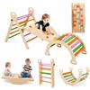Garvee Struttura Arrampicata Infantile 9 In 1 Pieghevole In Legno | Realizzata in legno pieghevole, Triangolo, arco e rampa reversibile, Include tenda per il gioco infantile