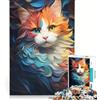 JIANGENNF Puzzle da 1000 pezzi per adulti con gatto impressionista astratto, giocattolo decorativo da parete, disegno da assemblare, regalo per amici e familiari 38x26cm
