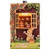Generic Kit fai da te in miniatura a forma di casa in legno, mini magnete 3D per | Puzzle 3D con magnete per casa delle bambole, decorazione per scrivania e frigorifero, simpatico regalo di compleanno fatto a