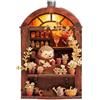 Generic Kit fai da te in miniatura a forma di casa in legno, mini magnete 3D per | Puzzle 3D con magnete per casa delle bambole, decorazione per scrivania e frigorifero, simpatico regalo di compleanno fatto a