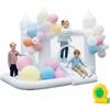 COSTWAY Castello Gonfiabile con Soffiatore, Trampolino, Scivolo, Piscina | Casa Gonfiabile per Interno ed Esterno con Canestro, 100 Palloncini e Borsa, per Bambini 3-12 Anni, 252 x 242 x 191,5 cm