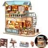 ETKVR Kit per Casa Delle Bambole in Miniatura per Adulti, Caffetteria | kit fai da te per mini Casa Book Nook con Luce a LED, Diorama, Libreria Decorativa, Regalo per Familiari e Amici, 228 pezzi