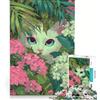 JIANGENNF Puzzle da 1000 pezzi per adulti: Gatto nascosto tra fiori e fogliame, gioco rompicapo, taglio di precisione, collezione d'artista, belle arti 50x75cm