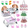 RedCrab Bambola con Accessori, 20 Accessori per Bambole con Seggiolone, Set per La Pappa, Borsa, Vestiti, Biberon e Ciuccio, Giocattoli per Giochi di Ruolo, Regali per Bambina 3+ Anni