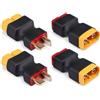 AmiCera Deans - Set di 4 adattatori da XT60 a connettore T maschio a XT60 femmina, adattatore Deans T maschio a XT60 femmina, adattatore Deans T femmina a XT60 maschio, per RC auto, aereo, batteria LiPo, ESC