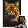 JIANGENNF Puzzle da 1000 pezzi per adulti con illustrazione di un gatto, gioco educativo, sfida impegnativa, per rafforzare l'amore tra le coppie 38x26cm