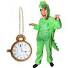 I LOVE FANCY DRESS LTD Costume da coccodrillo per bambini, taglia XL, costume da Tick Tock da coccodrillo + cappuccio separato da coccodrillo + orologio gonfiabile per la Giornata mondiale del libro/settimana del libro e