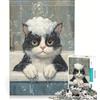 JIANGENNF Puzzle per ragazzi da 1000 pezzi: Gatto nella vasca da bagno, giocattolo antistress, gara di velocità manuale, per migliorare l'amore tra le coppie 38x26cm