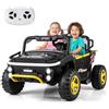 COSTWAY 24V Macchina Elettrica per Bambini, Veicolo Elettrico a 2 Posti con Telecomando Clacson Musica Storie Connessione Wireless Luci, 37-86 Mesi (Nero)