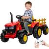 Nexvolior Trattore Elettrico Per Bambini 12V Con Rimorchio Cavalcabile Telecomando | Trattore con Doppio Motore da 35W, Musica Bluetooth/USB, Cambio a 3 Marce, Luci a 7 LED