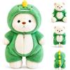 HOVCEH Orsacchiotto Peluche, 30cm Orsetto di Peluche da Vestire, Verde | Morbido e Soffice Orso Peluche, Design a Forma di Dinosauro Teddy Bear per Compleanni, Natale, San Valentino