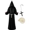 KUWUNG Costume Monaco Bambino, Tonaca Prete Medievale Halloween Carnevale | Tonaca da prete medievale con croce e cappuccio per Halloween e Carnevale. Adatto a bambini fino a 160 cm di altezza