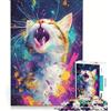 JIANGENNF Puzzle per adulti da 1000 pezzi con un gatto in un'esplosione di colori, decorazione da parete, interazione genitore-figlio, compleanni e altre occasioni 38x26cm