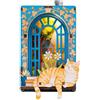 Generic Kit fai da te in miniatura a forma di casa in legno, mini magnete 3D per | Puzzle 3D con magnete per casa delle bambole, decorazione per scrivania e frigorifero, simpatico regalo di compleanno fatto a