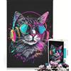 JIANGENNF Puzzle per ragazzi da 1000 pezzi con gatto, cuffie, musica DJ, giocattolo decorativo da parete, passatempo ideale per le vacanze, regalo di compleanno, regalo di viaggio 38x26cm