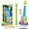 SpongeBob Schwammkopf SpongeBob SquarePants Chitarra giocattolo per bambini, 3 pezzi, ukulele, registratore e fischietto scorrevole, ukulele da 40,6 cm per bambini, flauto musicale, set di giocattoli e segnalibro per