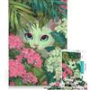 JIANGENNF Puzzle da 1000 pezzi per adulti: Gatto nascosto tra fiori e fogliame, Giocattolo decorativo da parete, Assemblaggio di motivi, Regalo per amici e familiari 38x26cm