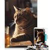 JIANGENNF Puzzle per adolescenti da 1000 pezzi Gatto in un bar, giocattolo fai da te, taglio di precisione, con pezzi di forma casuale completamente ad incastro 38x26cm