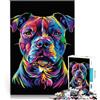 LKASGCBY Puzzle da 1000 pezzi per adulti Pitbull colorato, cane Pitbull giochi divertenti per famiglie Regalo di compleanno, regali, arte murale 38x26cm