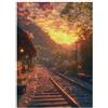 OERSZGINHFNH 1000 Pezzi Mini Puzzle Ferrovia Tramonto per Adulti | 38 x 26 cm Cartone Decorazione Soggiorno Taglio Preciso Regalo Compleanno Rilassato