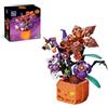 PAN TASY PANTASY Mazzo di fiori di Halloween, mattoncini con luce, set da costruzione con 2 modalità di illuminazione, decorazione di Halloween e decorazione autunnale, regalo per adulti, decorazione da tavolo
