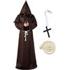 KUWUNG Costume Monaco Bambino, Tonaca Prete Medievale Halloween Carnevale | Tonaca da prete medievale con croce e cappuccio per Halloween e Carnevale. Adatto a bambini fino a 160 cm di altezza