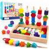 YAMIQUI Giochi Montessori, 3 in 1 Giochi Infilare in Legno Educativi per Bambini | 3-5 Anni Impilare, Ordinamento Colori e Forme Educativo, Stimola Motricità Fine Coordinazione Occhio Mano
