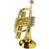 WAHEWUD Tromba giocattolo per bambini, 4 tasti colorati, strumento musicale in plastica dorata per bambini