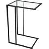 HM hemax HOME DESIGN HEMAX Tavolino da Salotto Servetto a Forma di C per Divano e Letto, Tavolo | Laterale Design Industriale Loft in Metallo Nero e Vetro Trasparente, Supporto per Laptop e Caffe, Dimensioni 40x30x59 cm.