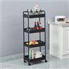 Deconation Carrello Rotelle Nero | Carrello Da Cucina Rotolante 4 Livelli | H 119 X L 41 X P 28,5 Cm | Mensola Tutte le Parti
