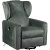 POLTRONE ITALIA Detraibile 19% Poltrona Large Relax Elettrica Rinforzata, 2 motori, reclinazione indipendente schiena piedi letto 180° 2 ruote max 160 Kg seduta indeformabile Petrolio