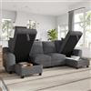 Moimhear Divano moderno in ciniglia a forma di U, grigio scuro, 280 x 137 x 84 cm, 2 posti con 2 chaise longue, contenitore apribile