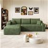 Rvjiahe Divano a L senza montaggio soggiorno Verde | Divano da 241 cm con motivo a nuvole seduta profonda con angolo Chaise longue rivolta verso sinistra