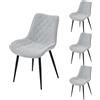 PPkrimnel Set di 4 sedie da pranzo per cucina, camera da letto, reception, salone, soggiorno, in ciniglia, con bordo unico, schienale imbottito e seduta ergonomiche, colore: grigio