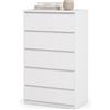 NovoLiving Cassettiera Camera da Letto Alta e Stretta Bianca 5 Cassetti, Cassettiera Salvaspazio 60 cm di Larghezza, Mobile con Cassetti Senza Maniglie per Ingresso e Ufficio, 60 x 40 x 121 cm