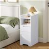 Brinlawb Comodino Camera da Letto,1 Cassetto e 1 Mobile con Anta,Bianco | Comodino Stretto con 1 vano aperto,per Soggiorno, Camera da Letto, Ideale per Piccoli Angoli,Moderno