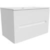 Parama Mobile bagno sospeso 90cm due cassetti bianco opaco cannettato con lavabo bianco lucido | Tigua