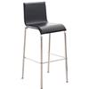 CLP Sgabello Bar Impilabile Avola In Acciaio E Similpelle I Sedia Alta Da Cucina Con Schienale Altezza Seduta 78 CM | Colore nero