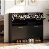 LEADZM Scarpiera Salvaspazio Slim con 4 Ribalte, 106,5x 24 x 90 cm, Nero | per Ingresso, Ripostiglio, Portascarpe