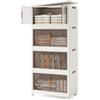 COSTWAY Contenitori da Stoccaggio Pieghevoli con Coperchio da 213/284 L, Scatole Impilabili a 3/4 Piani con Ruote, Organizzatore Pieghevole con Porte per Camera da Letto Soggiorno (65 x 39 x 142 cm)