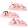 shepretty Cloud - Mensola da parete per cameretta dei bambini, confezione da 3 pezzi, adesivo per mensole, rosa